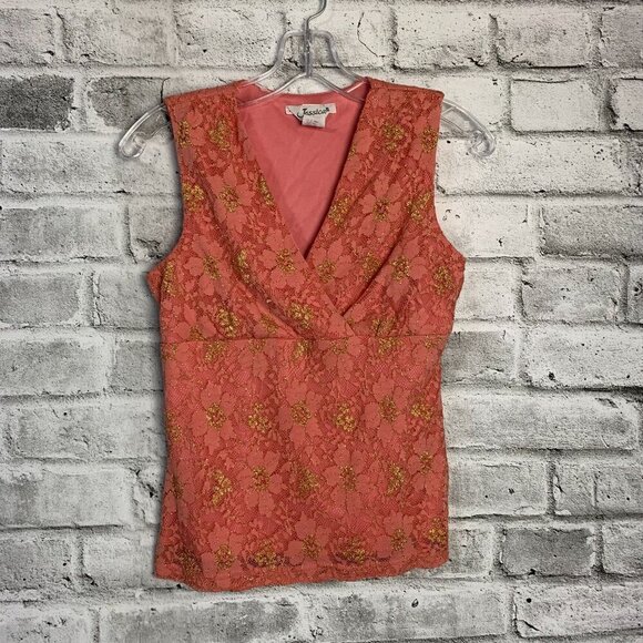 Y2K Vintage Jessica Sheer Sparkly Lace Babydoll Tank Top Blouse - Picture 5 of 15